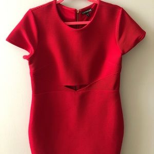 Red body con dress
